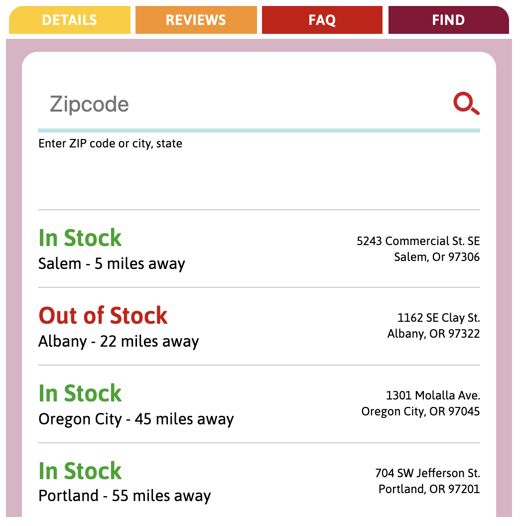 Find in Store Panel